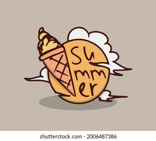 Ice cream with summer sunset