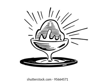 Ice Cream Sundae 2 - Retro Clipart Illustration