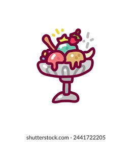 Ice cream sundae balls in a glass bowl