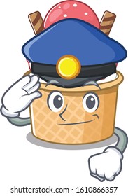Ice cream sundae Cartoon mascot performed as a Police officer