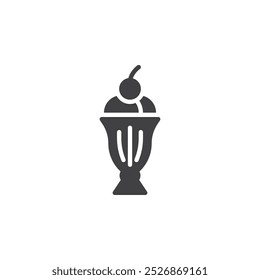 Sorvete sundae com ícone de vetor de alegria. sinal plano preenchido para conceito móvel e web design. Ícone de glifo de sundae de sorvete. Símbolo de sobremesa doce, ilustração de logotipo. Gráficos vetoriais