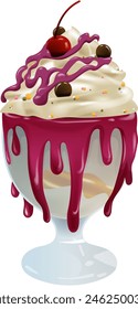 Ice cream sundae with cherry and sprinkles