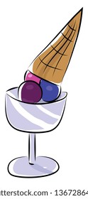 Ice cream sundae with cone vector  