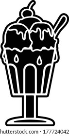 Ice Cream Sundae Fast Food Element Glyph Vector