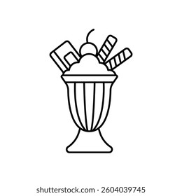 Ice cream sundae in a glass icon design on a white background
