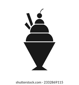 Ice Cream Sundae icon. Flat design vector. Eps 10.