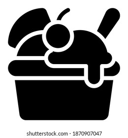 ice cream sundae icon with glyph style. Suitable for website design, logo, app and UI.