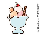 Ice cream sundae icon Vector