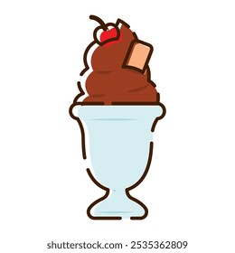 Ice cream sundae icon Vector