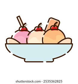 Ice cream sundae icon Vector