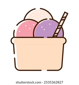 Ice cream sundae icon Vector