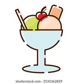 Ice cream sundae icon Vector