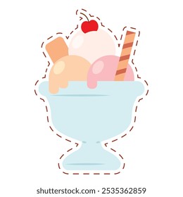 Ice cream sundae icon Vector