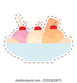 Ice cream sundae icon Vector