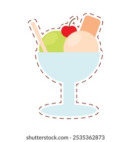 Ice cream sundae icon Vector
