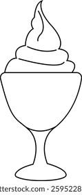 Ice cream sundae line art vector illustration black color thin line