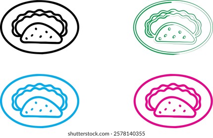 Ice cream sundae, minimalist icon, simplified bowl design, colorful variations, fruit toppings, dessert illustration, clean lines, graphic style, vector art, flat colors, symmetrical composition, food