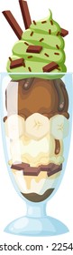 Ice cream sundae served in a glass illustration