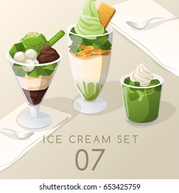 Ice Cream Sundae Set  : Vector Illustration