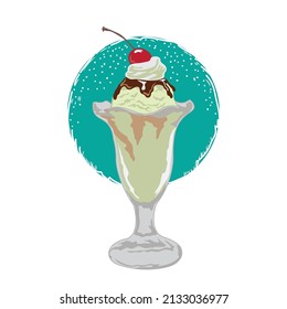 Ice Cream sundae vanila, perfect for ice shop cafe logo gelato and poster also walldecor design