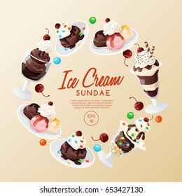 Ice Cream Sundae  : Vector Illustration