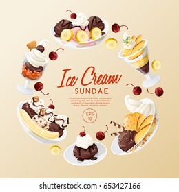 Ice Cream Sundae  : Vector Illustration