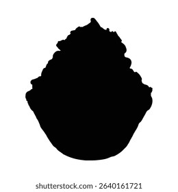 Ice cream sundae in waffle bowl silhouette isolated on white background