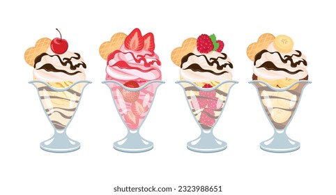 Ice cream sundaes various