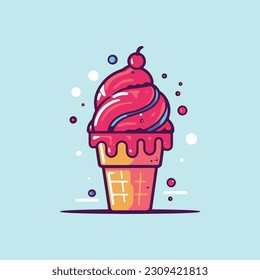 ice cream svg vector modern flat style line art color