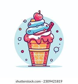 ice cream svg vector modern flat style line art color svg