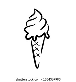 Ice cream sweet logo pen sketch with color black