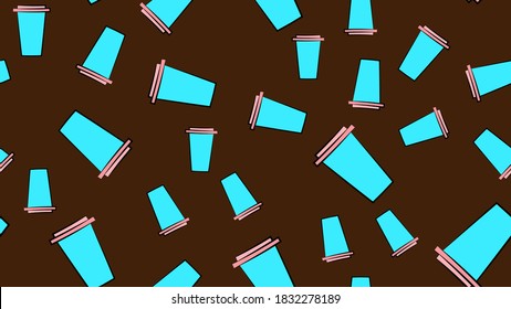 ice cream sweet, milk, in a glass on a brown background, vector illustration, pattern. a delicious dessert for children and adults. wallpaper for cafe and restaurant, kitchen decoration.