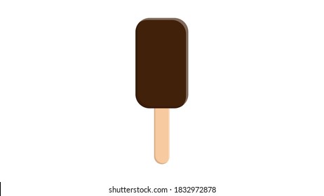 ice cream sweet, milk, popsicle white on a stick on a white background, vector illustration. popsicle in chocolate glaze. sweet delicious ice cream, mouth-watering sweet dessert.