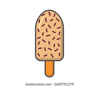 Sorvete com polvilhos doces. Sobremesa fria e comida de verão. Imagem vetorial isolada