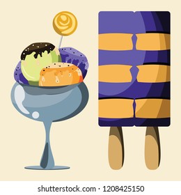 ice cream and sweet vector illustration 