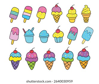 Ice cream and sweets line art vector clip art file
