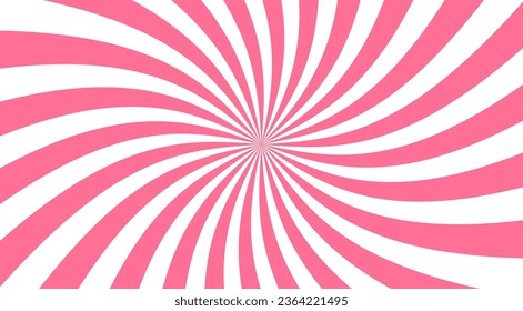 Ice cream swirl pattern, strawberry milk twist candy background. Vector spiral texture of pink and white wavy lines. Sweet fruit ice cream, lollipop candy or yogurt radial pattern, retro background