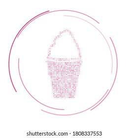 The ice cream symbol filled with pink dots. Vector illustration on white background