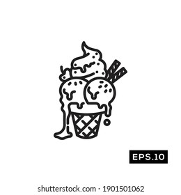 Ice Cream Symbol Vector. Ice Cream Line icon Vector