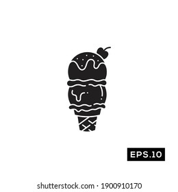 Ice Cream Symbol Vector. Ice Cream Silhouette Vector