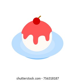 Ice cream with syrup and cherries