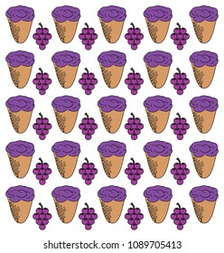 ice cream with a taste of grapes. pattern with ice cream and grapes. packaging