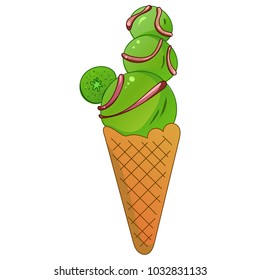 Ice cream with taste of kiwi.