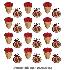 ice cream with a taste of pomegranate. ice cream and pomegranate pattern. packaging