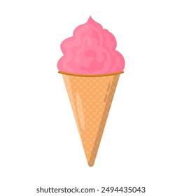 Ice cream. Tasty and delicious strawberry ice cream flat vector illustration