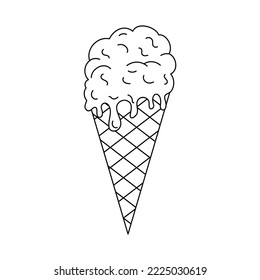 Ice cream tattoo in y2k, 1990s, 2000s style. Emo goth element design. Old school tattoo. Vector illustration