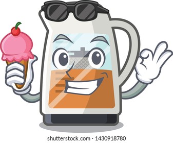 With ice cream tea maker in the cartoon shape