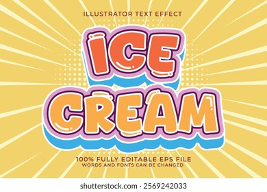 ice cream text effect, editable font, typography, 3d text for food industry. vector template