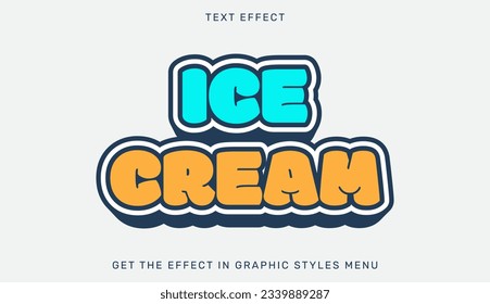 Ice cream text effect template in 3d design