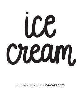 Ice cream text lettering hand drawn vector art.